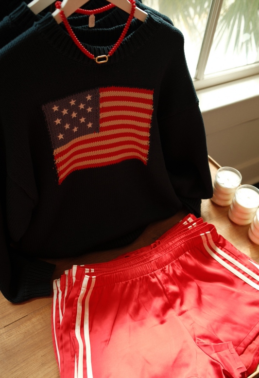 American Flag Crewneck Sweater