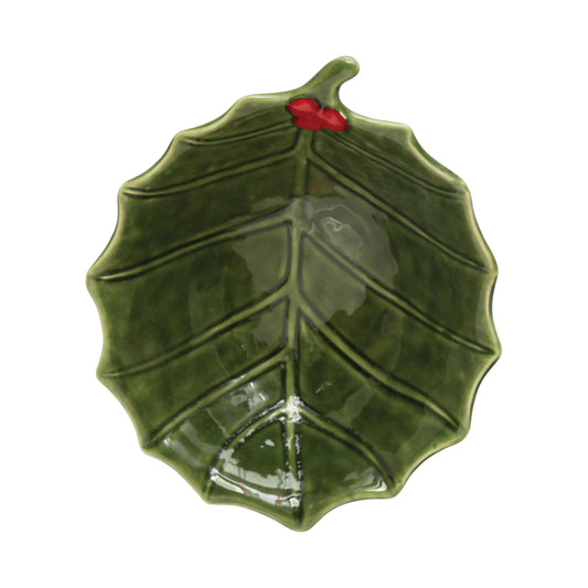 Holly Leaf Bowl, Green and Red