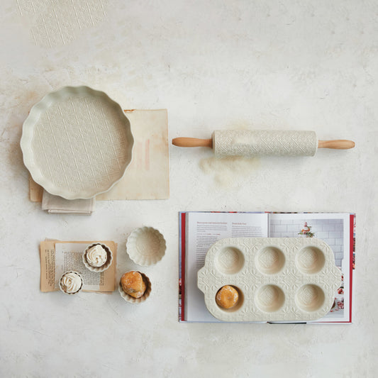 Embossed Stoneware Rolling Pin