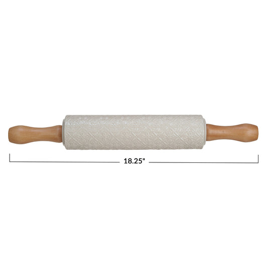 Embossed Stoneware Rolling Pin