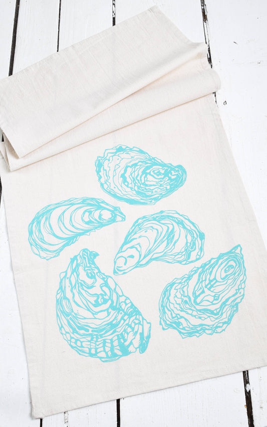 Oyster Tea Towel in Mint Green - Organic Cotton - Sea Shell