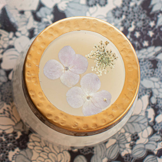 Coastal Vanilla Small Pressed Floral Candle