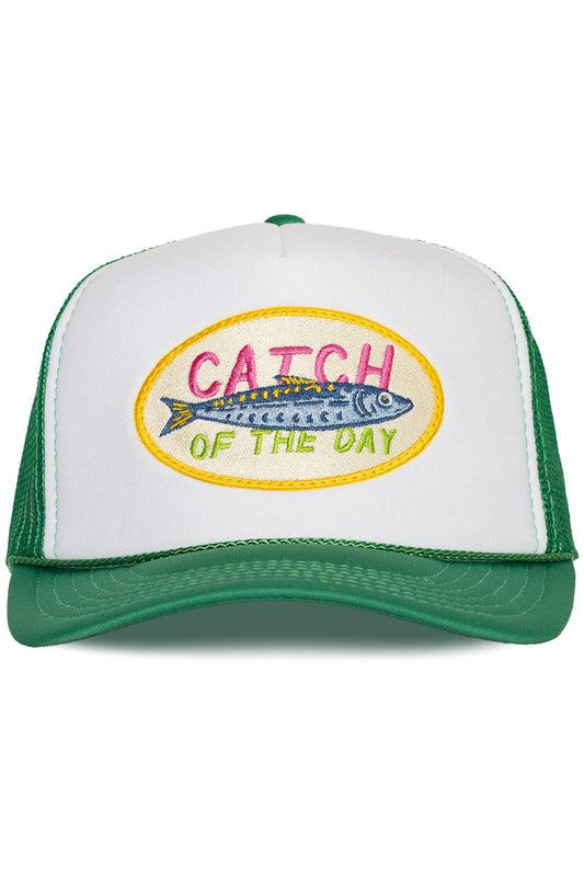 Catch of the Day Trucker Hat in Green Split: Green