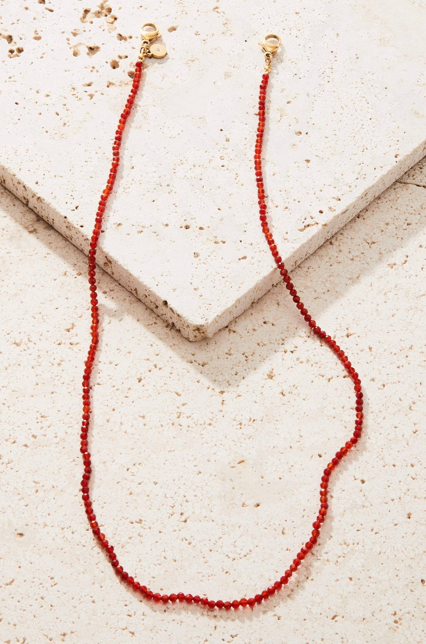 Carnelian Gemstone Delicate Beaded Necklace | Jewelry: 15.5"
