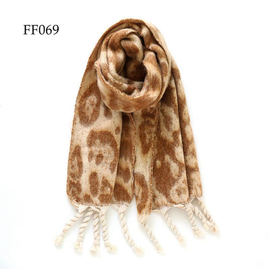 Soft Oblong Multi Color Leopard Brushed Scarf (10 colors): FF069