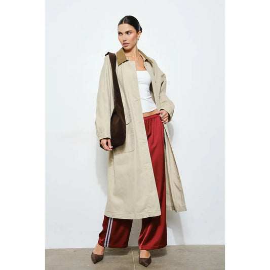 Tamsin Contrast Collar Trench Coat