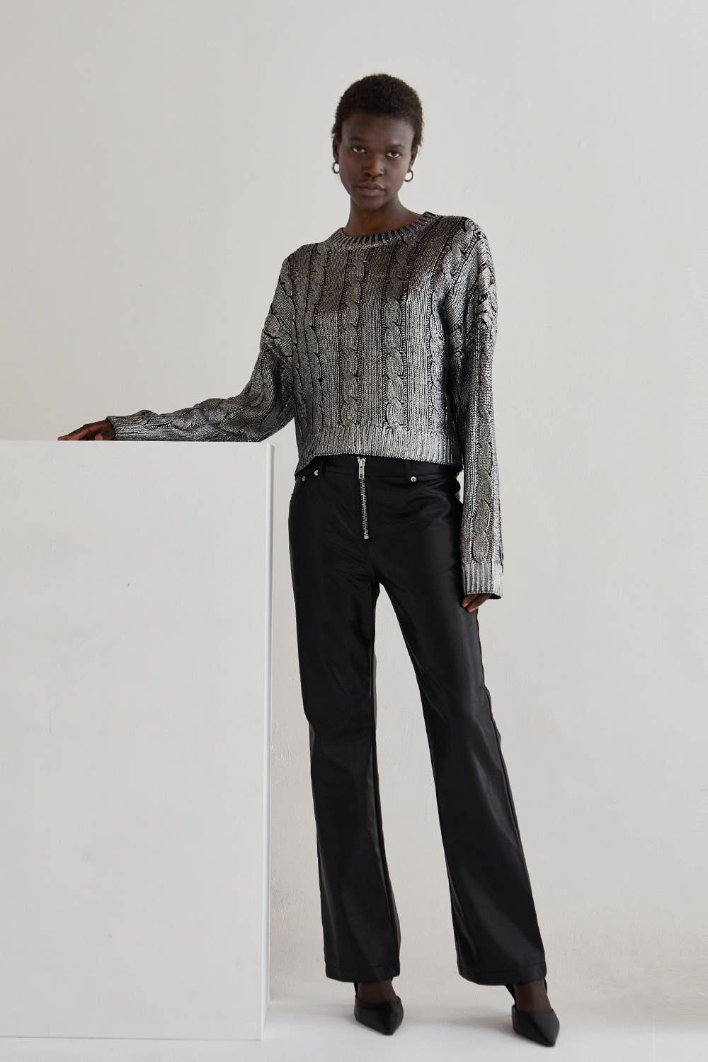 Alexandra Silver Laminated Sweater