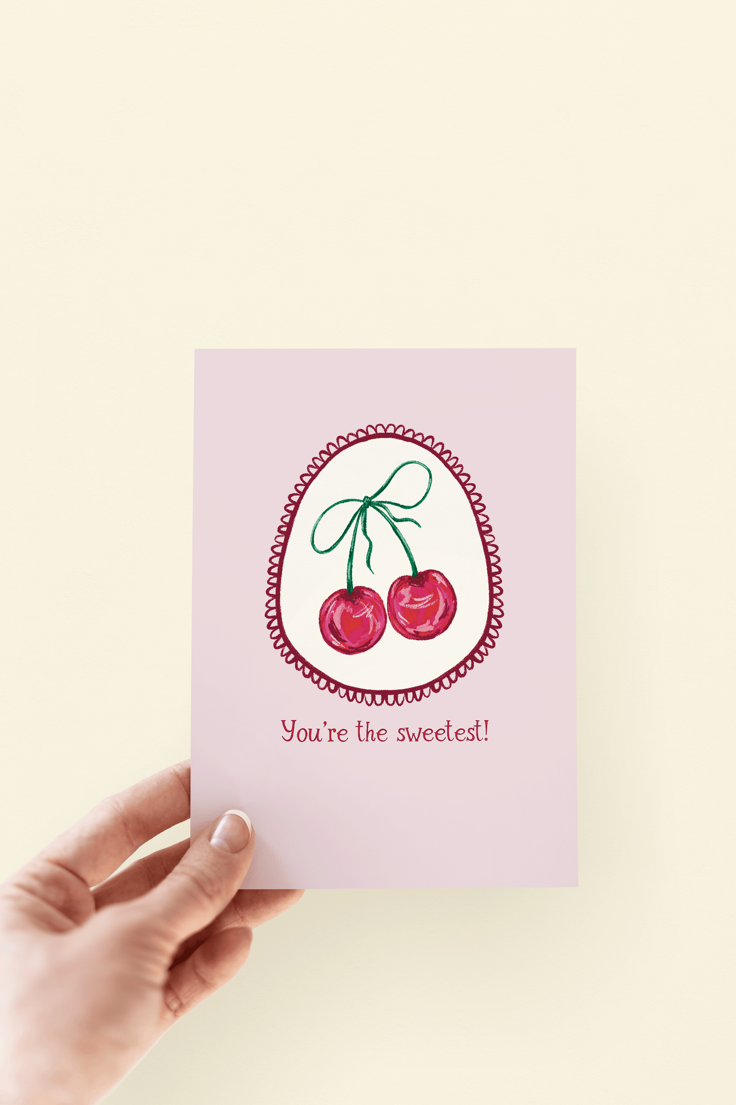 You're the Sweetest! Cherry Thanks Coquette Greeting Card