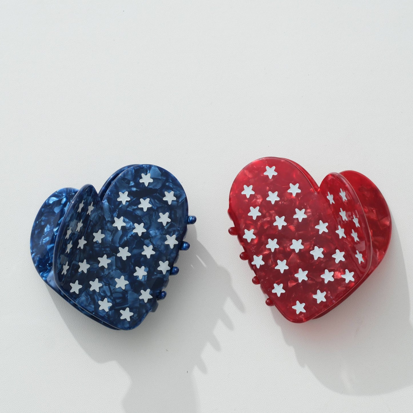 USA Hearts with Stars Claw Clip - Large : Assorted