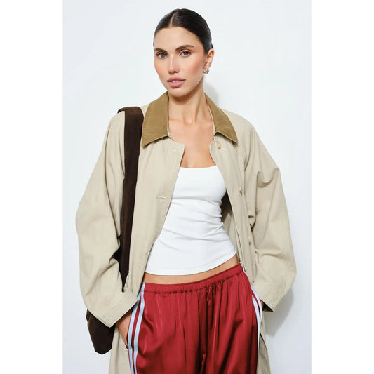 Tamsin Contrast Collar Trench Coat