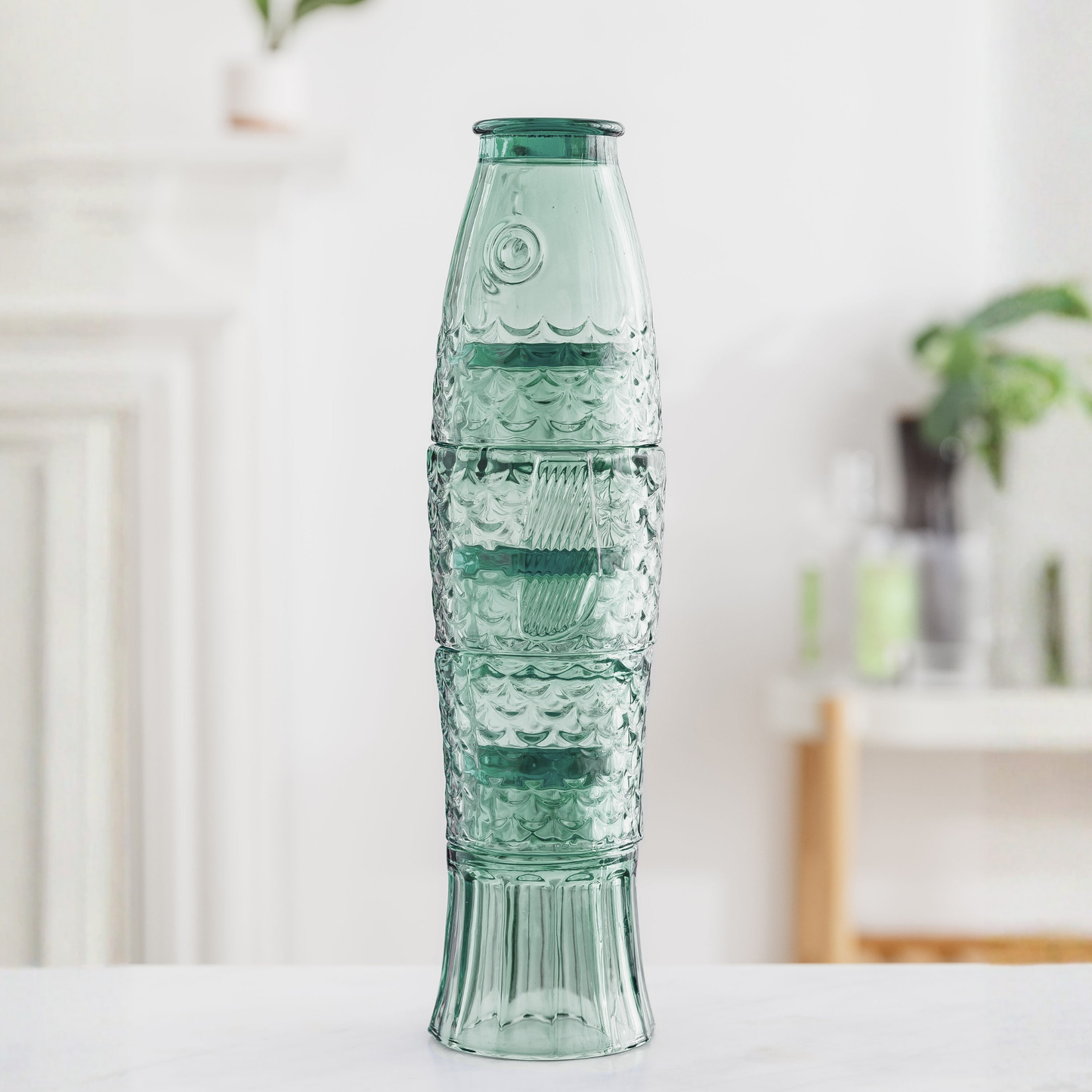 Fish Stacking Drinking Glass - Set of 4 - Green