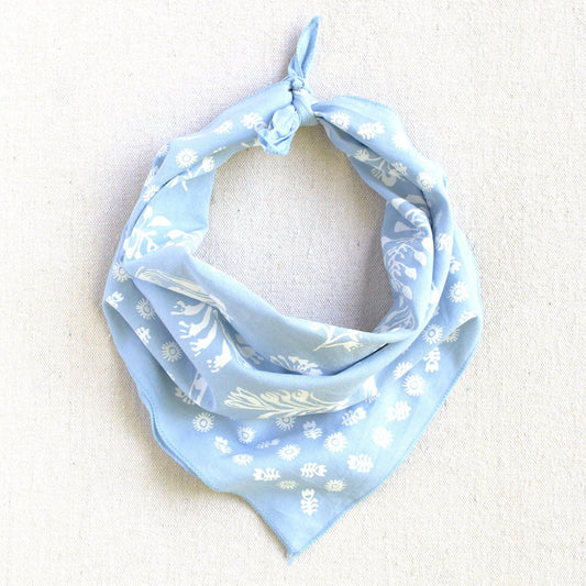 Light Blue Floral Bandana