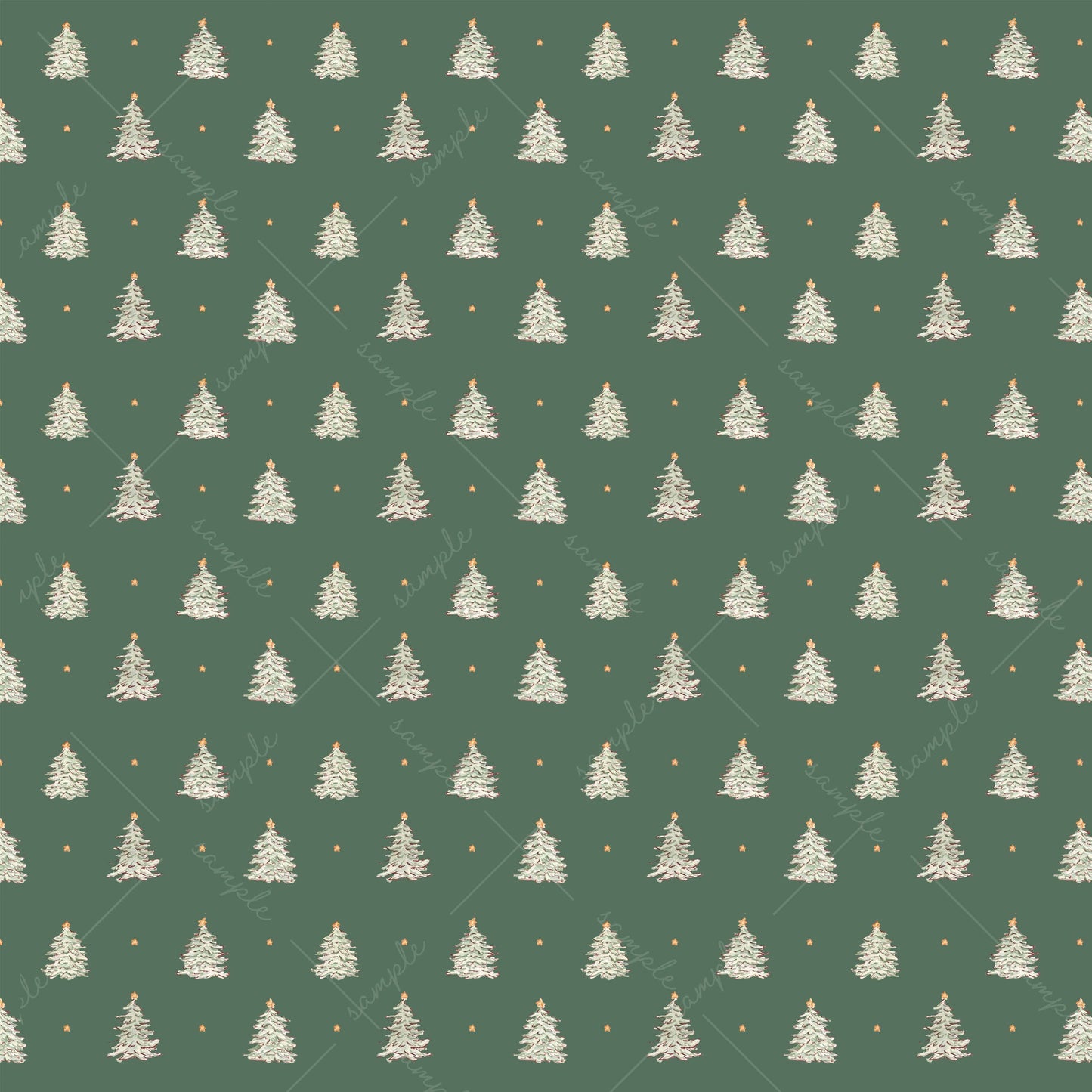 Christmas Tree Block Print Gift Wrap