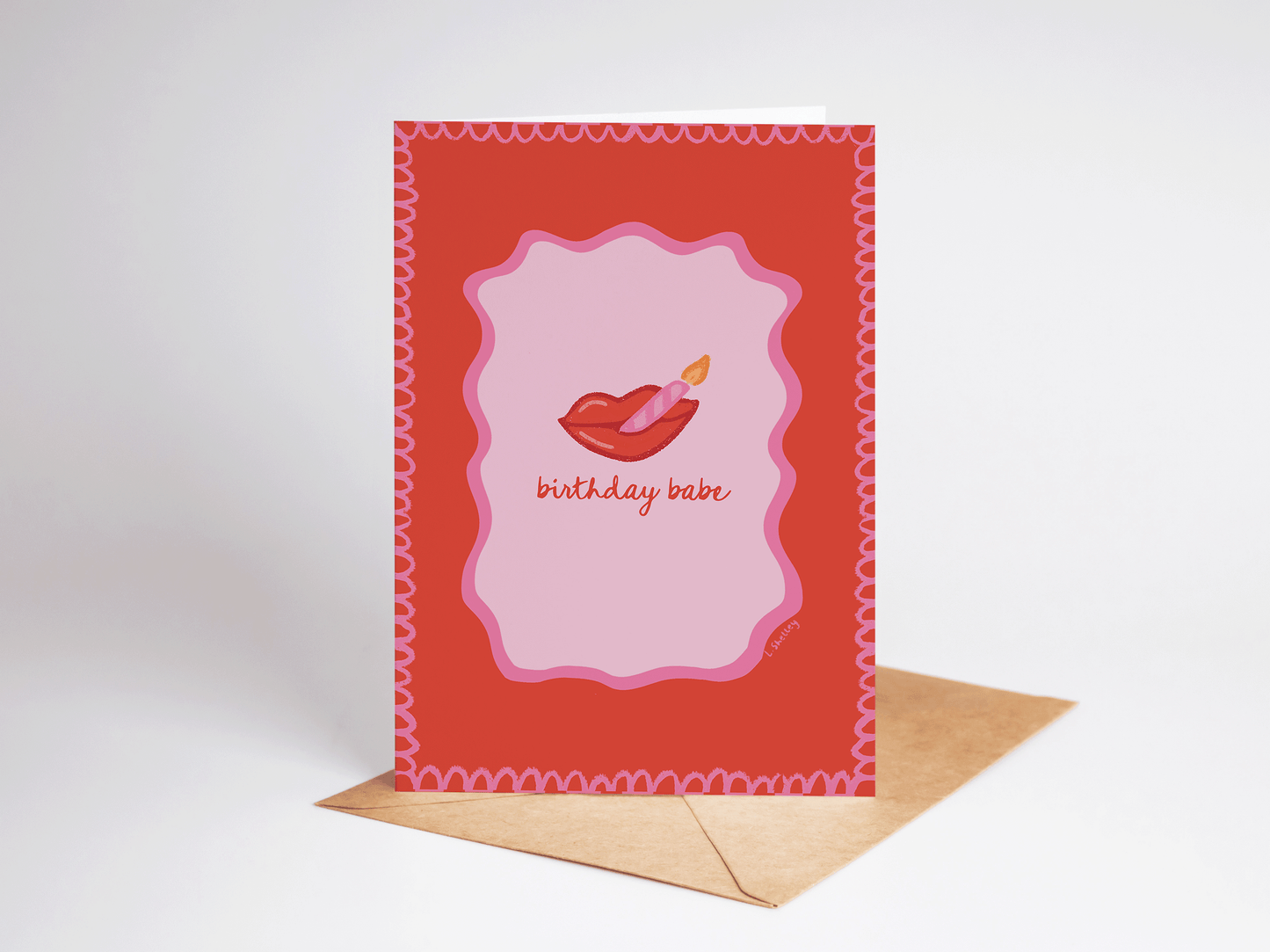 Birthday Babe Lipstick and Lit Candle Glam Greeting Card