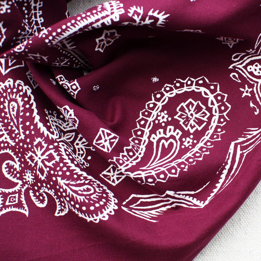 Wine Sketchy Paisley Bandana