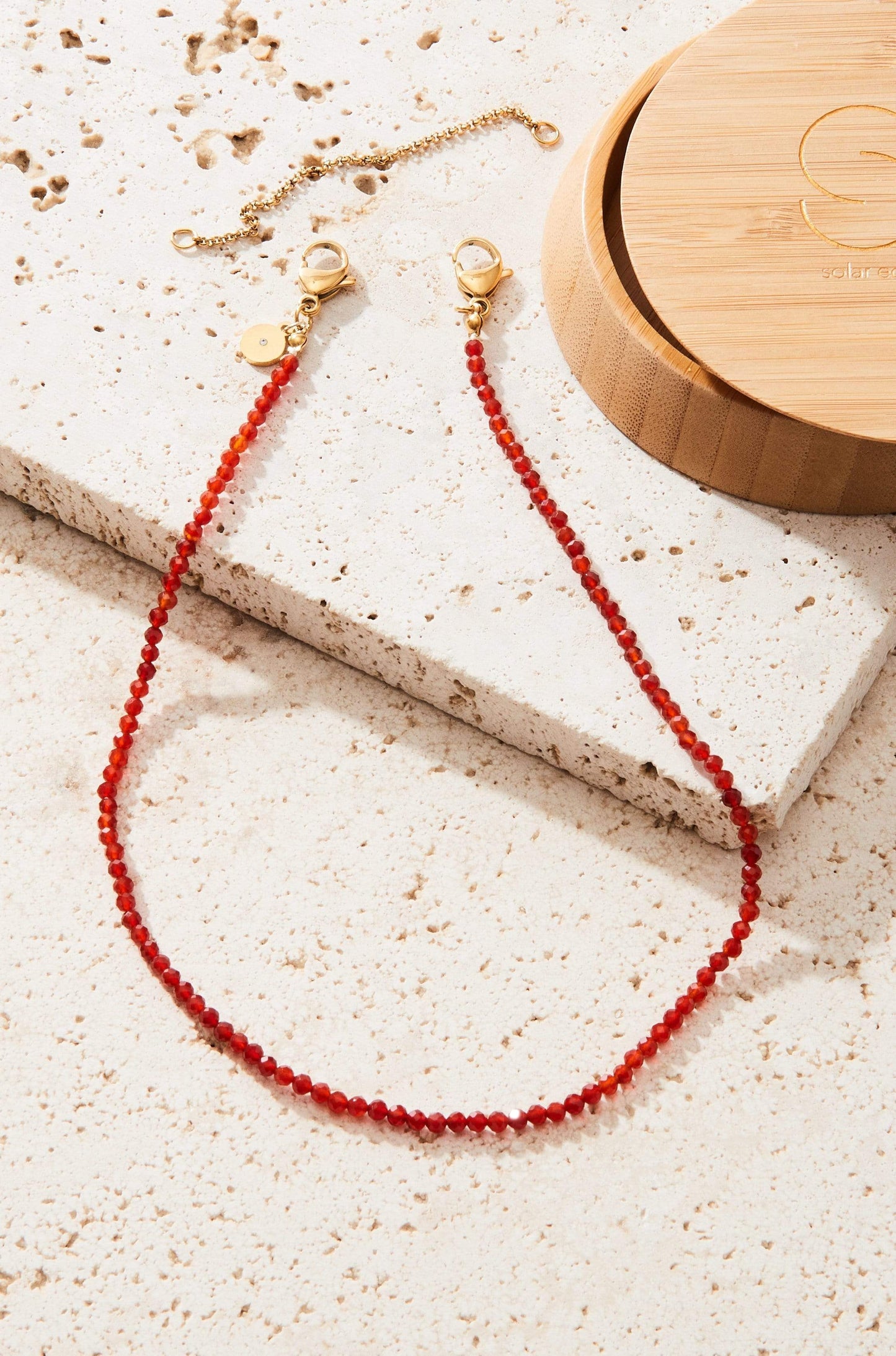 Carnelian Gemstone Delicate Beaded Necklace | Jewelry: 15.5"