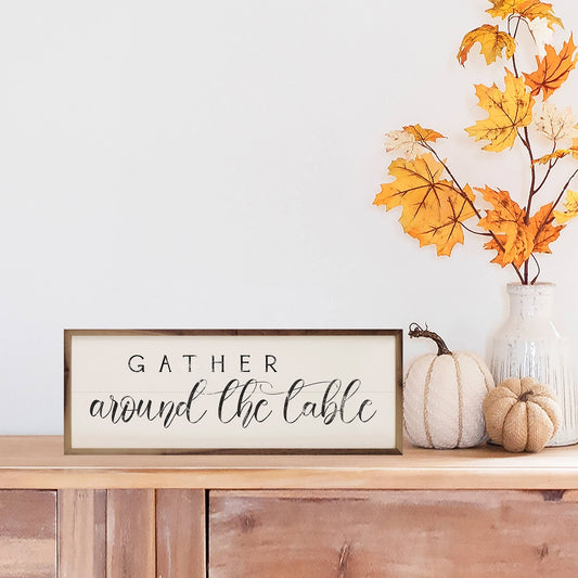 Gather Around The Table Script White: 12 x 4