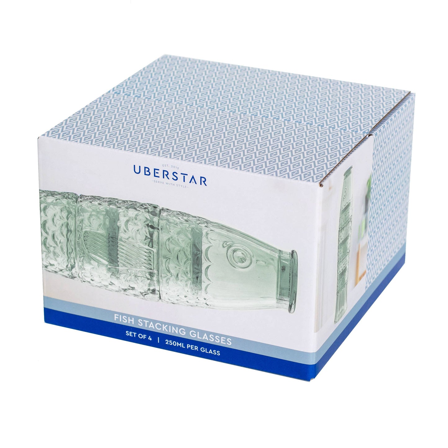 Fish Stacking Drinking Glass - Set of 4 - Green