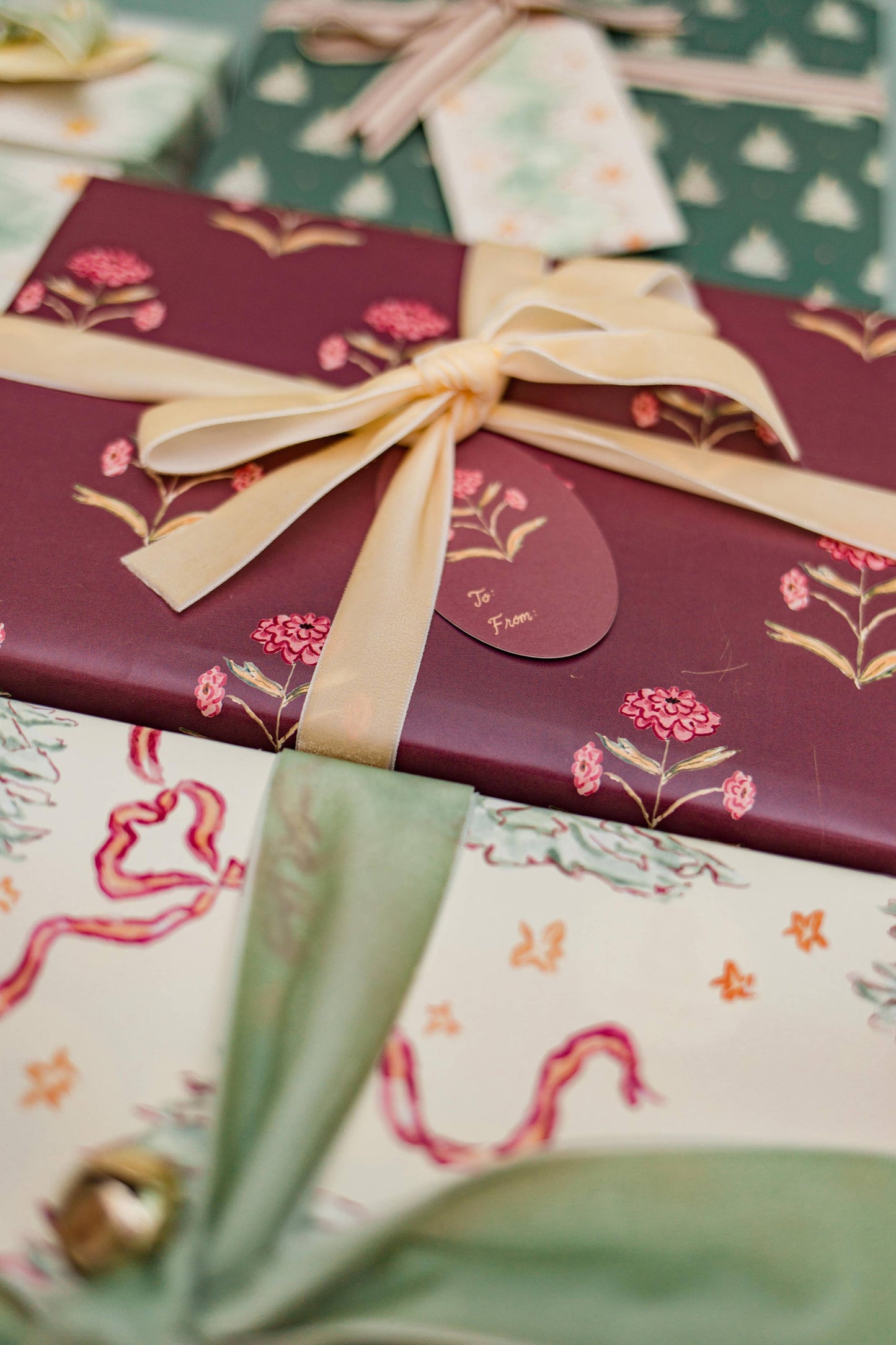 Zinnia Block Print Gift Wrap Sheets