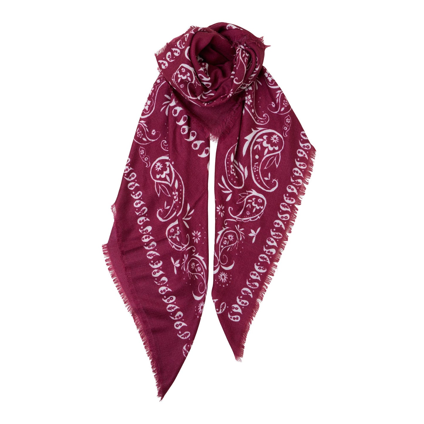 Printed XL Cashmere Bandana - Plum: Blue