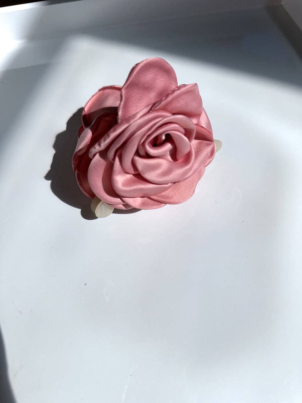 Big Satin Rose Flower Hair Claw Clip: Red