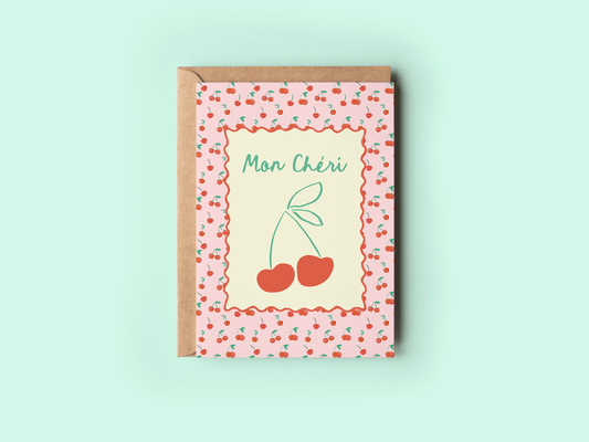 Mon Chéri Cherry Greeting Card