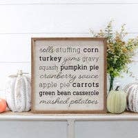 Thanksgiving Menu Whitewash: 12 x 12 x 1.5