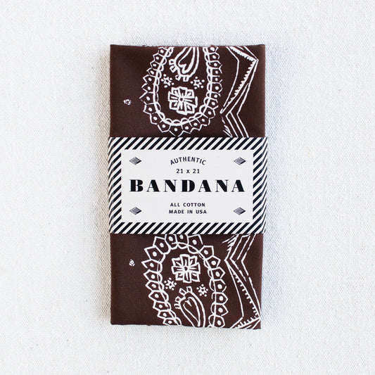 Brown Sketched Paisley Bandana