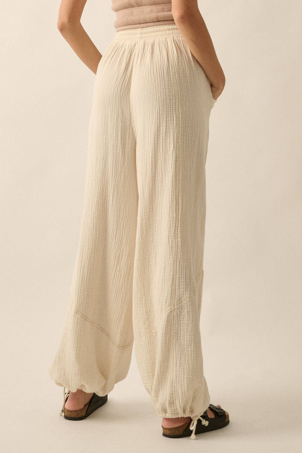 Mineral Washed Crinkle Cotton Parachute Pants: