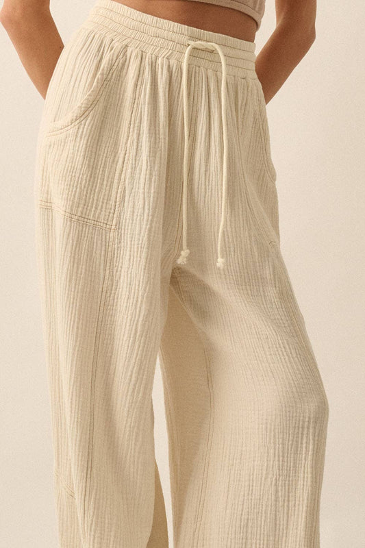 Mineral Washed Crinkle Cotton Parachute Pants: