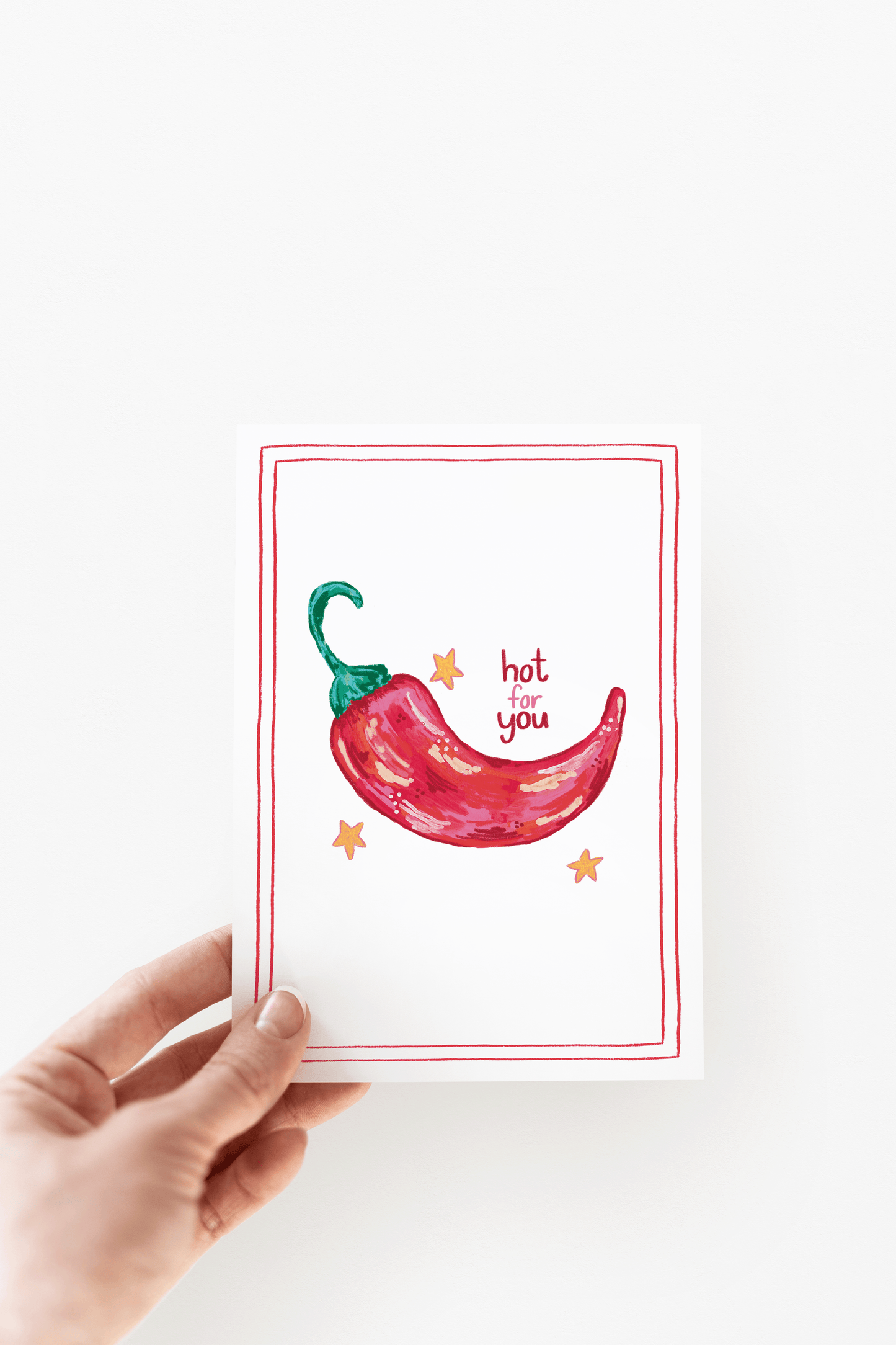 Hot for You Spicy Red Pepper Love Romance Cute Greeting Card
