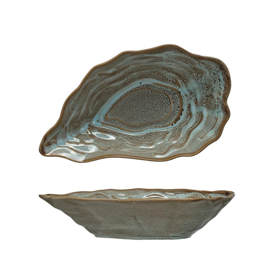 Stoneware Oyster Shell Shaped Bowl, Grey (Each One Will Vary)