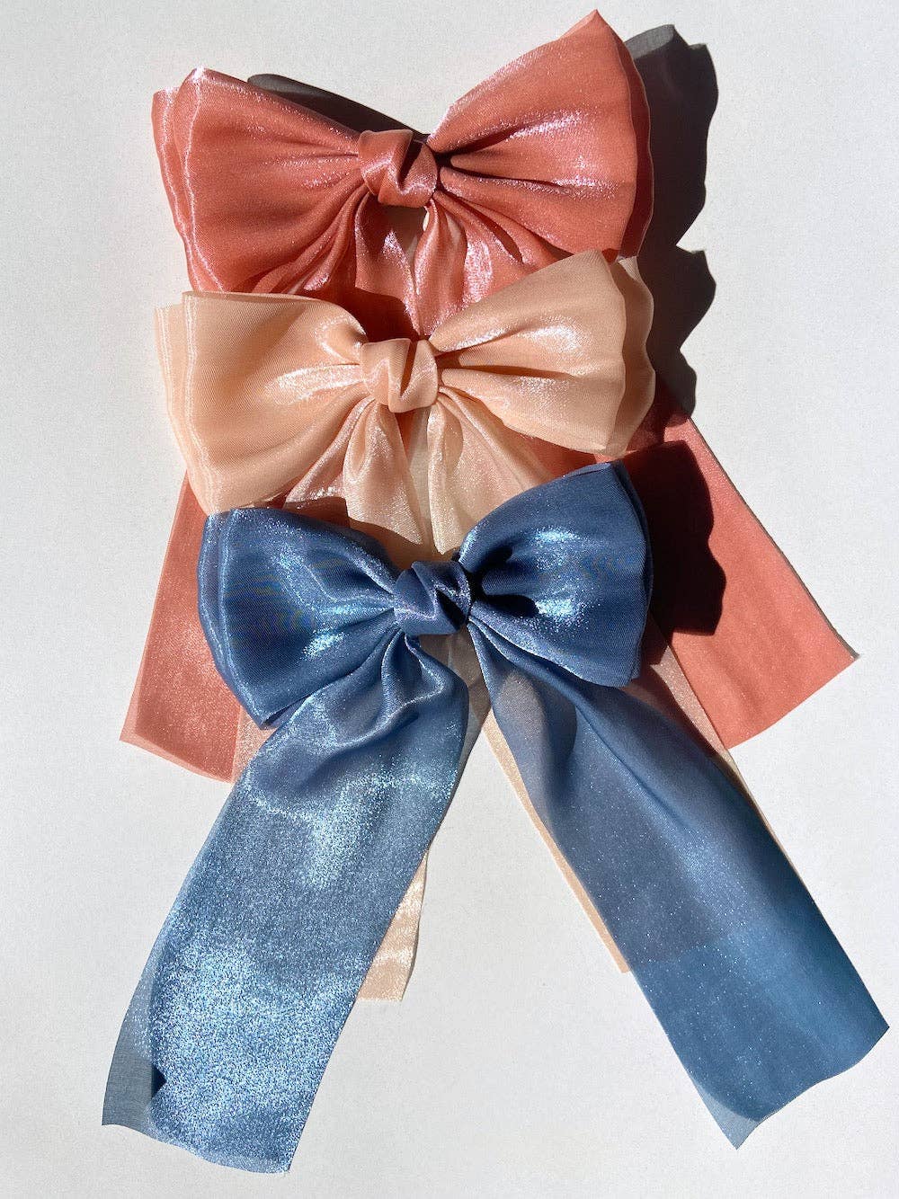 Organza Hair Bow Barrette: Blue