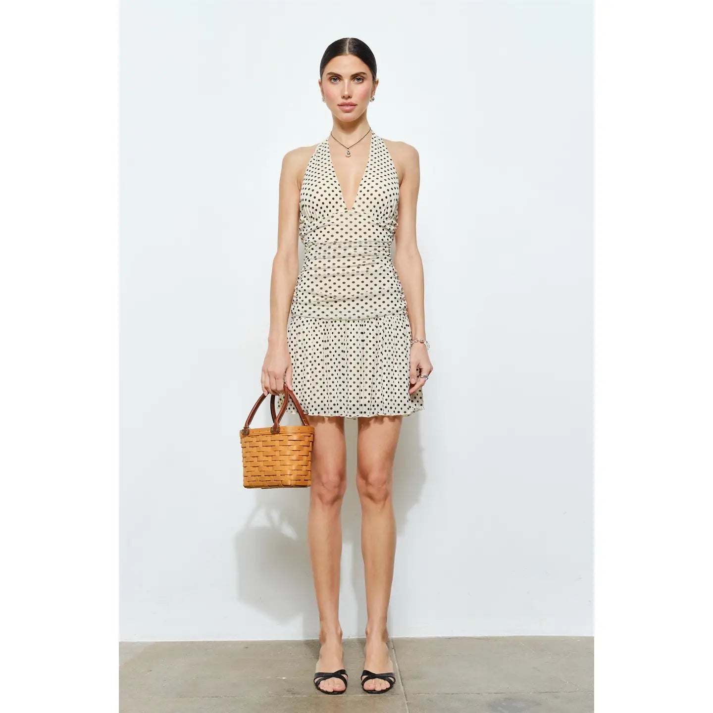 Delphina Dotted Halter Mini Dress