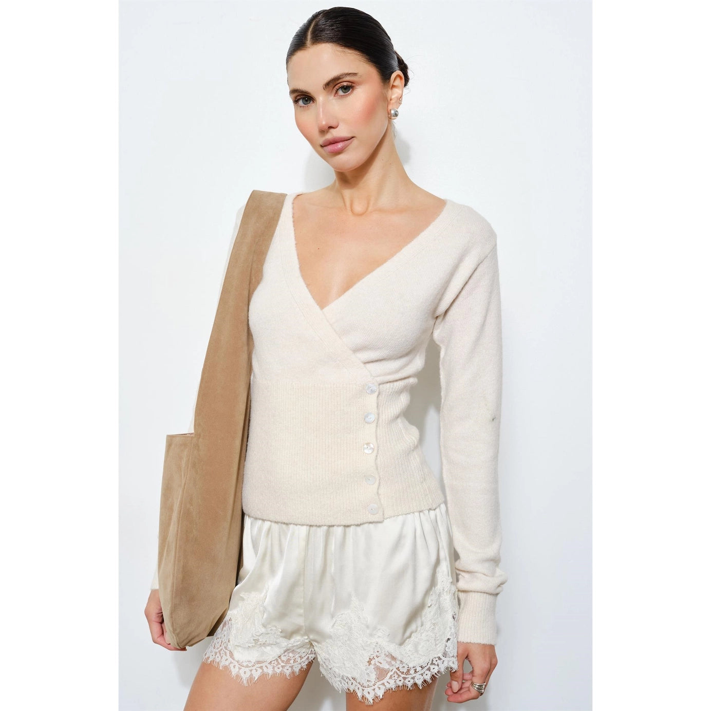 Maisy Lace-Trim Satin Short