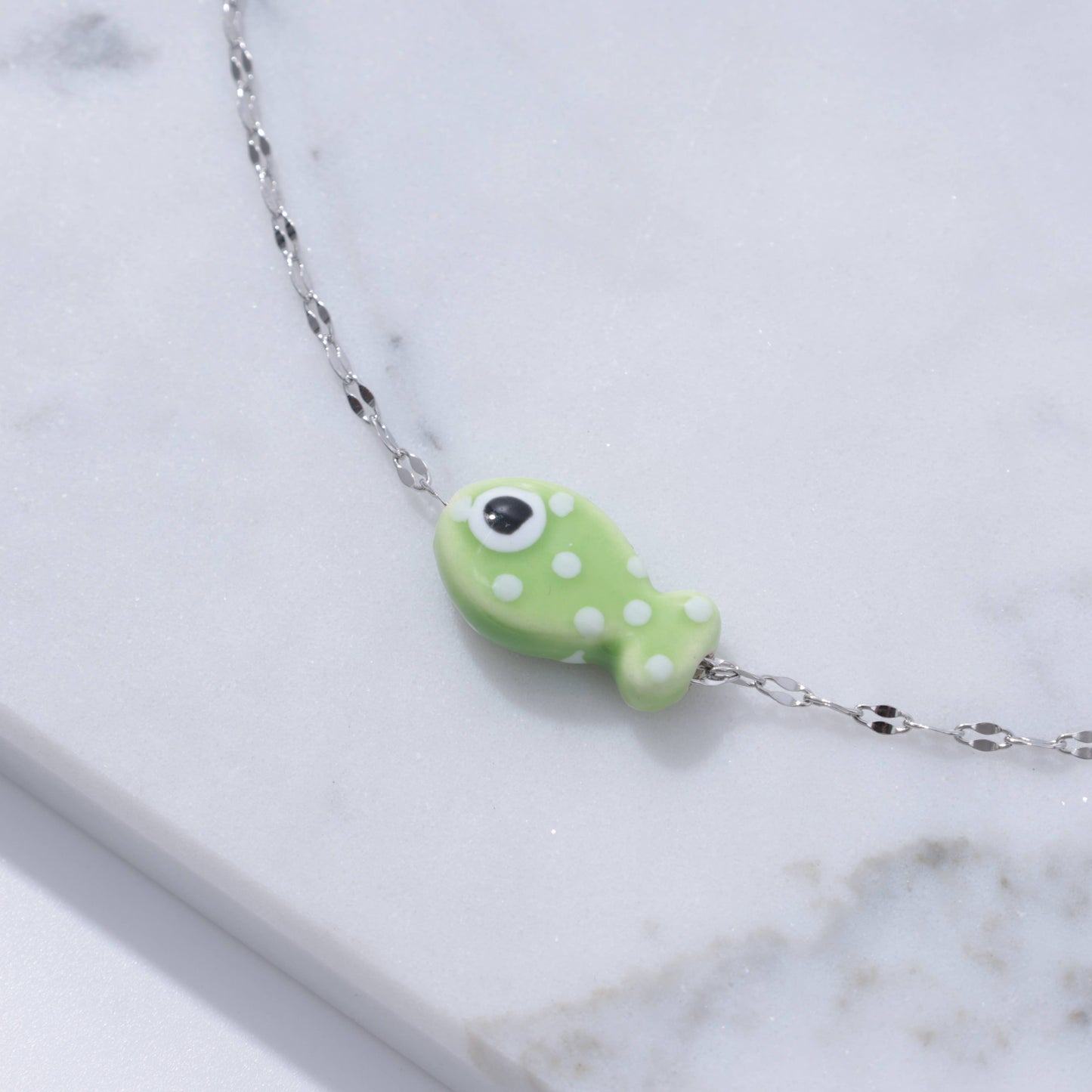 Good Luck Fish Waterproof Chain Necklace : White