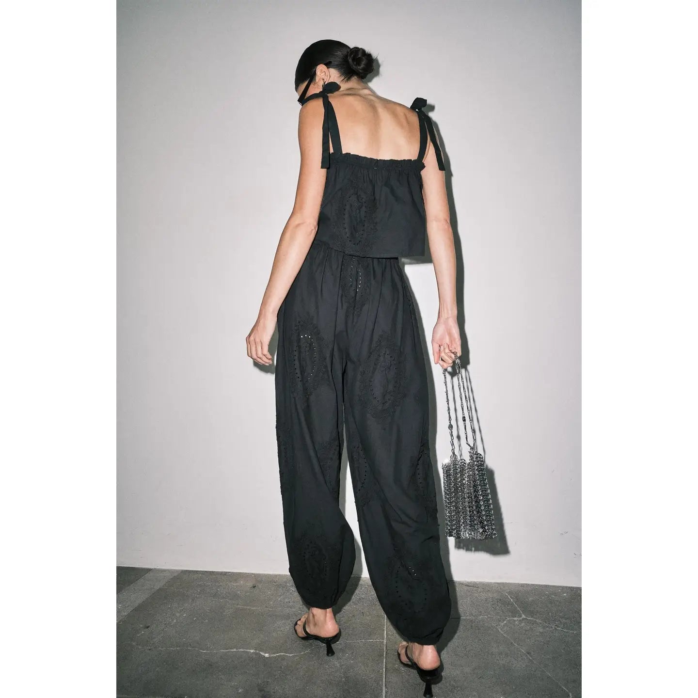 Owen Embroidered Tie Strap Scarf Top