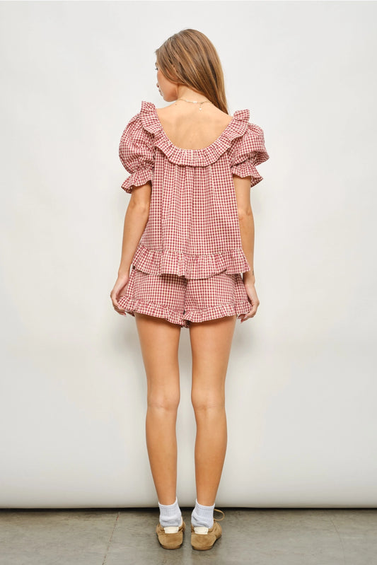 Kiara Frill Gingham Short