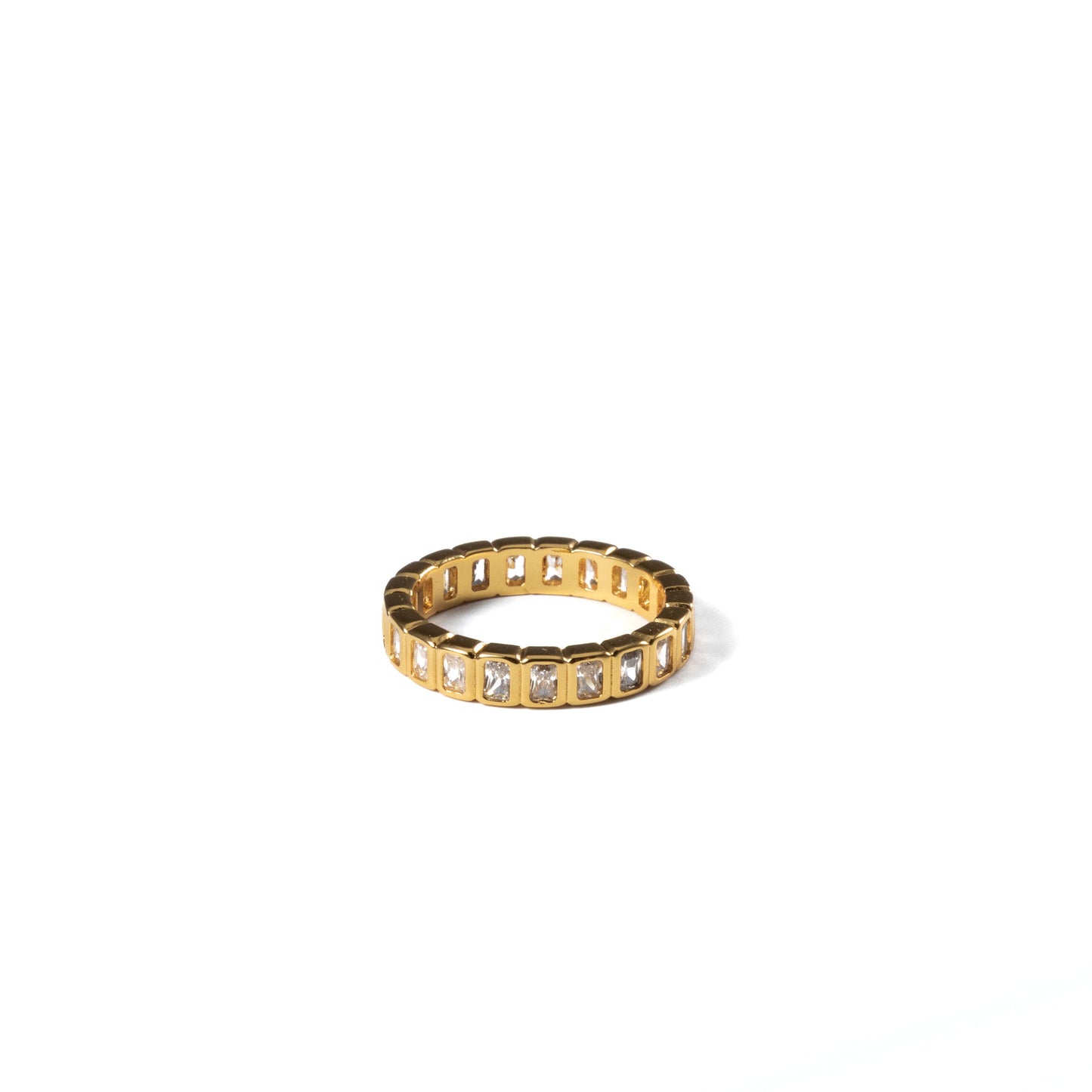 18K Gold Filled Tennis Emerald Cut Ring