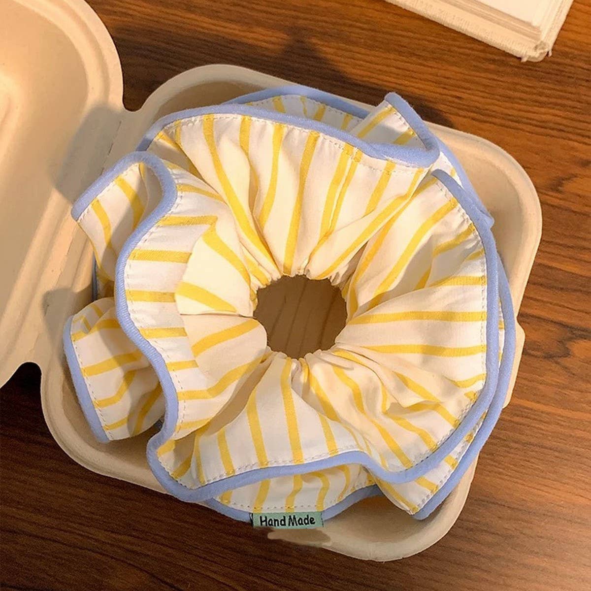 Yellow Stripe Oversized Scrunchie