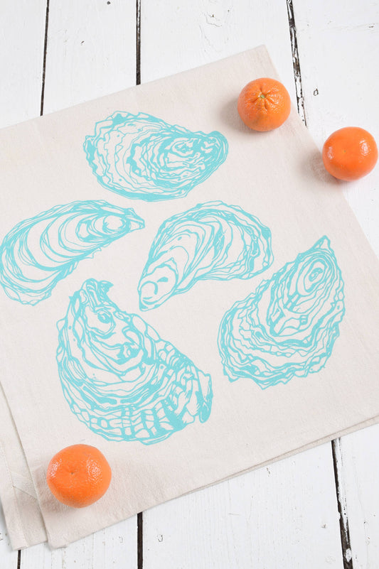 Oyster Tea Towel in Mint Green - Organic Cotton - Sea Shell
