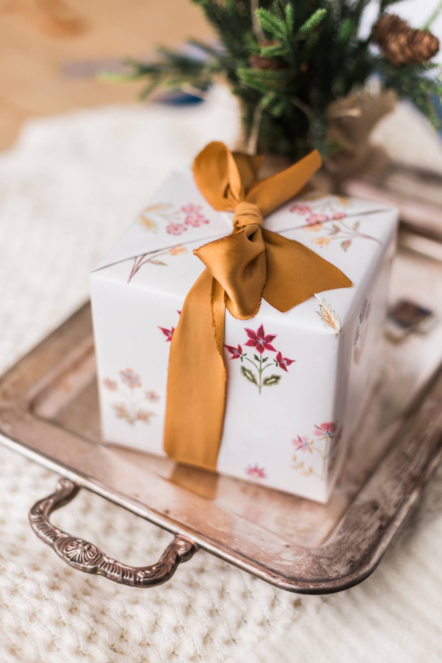 Christmas Block Print Wrapping Paper Sheets