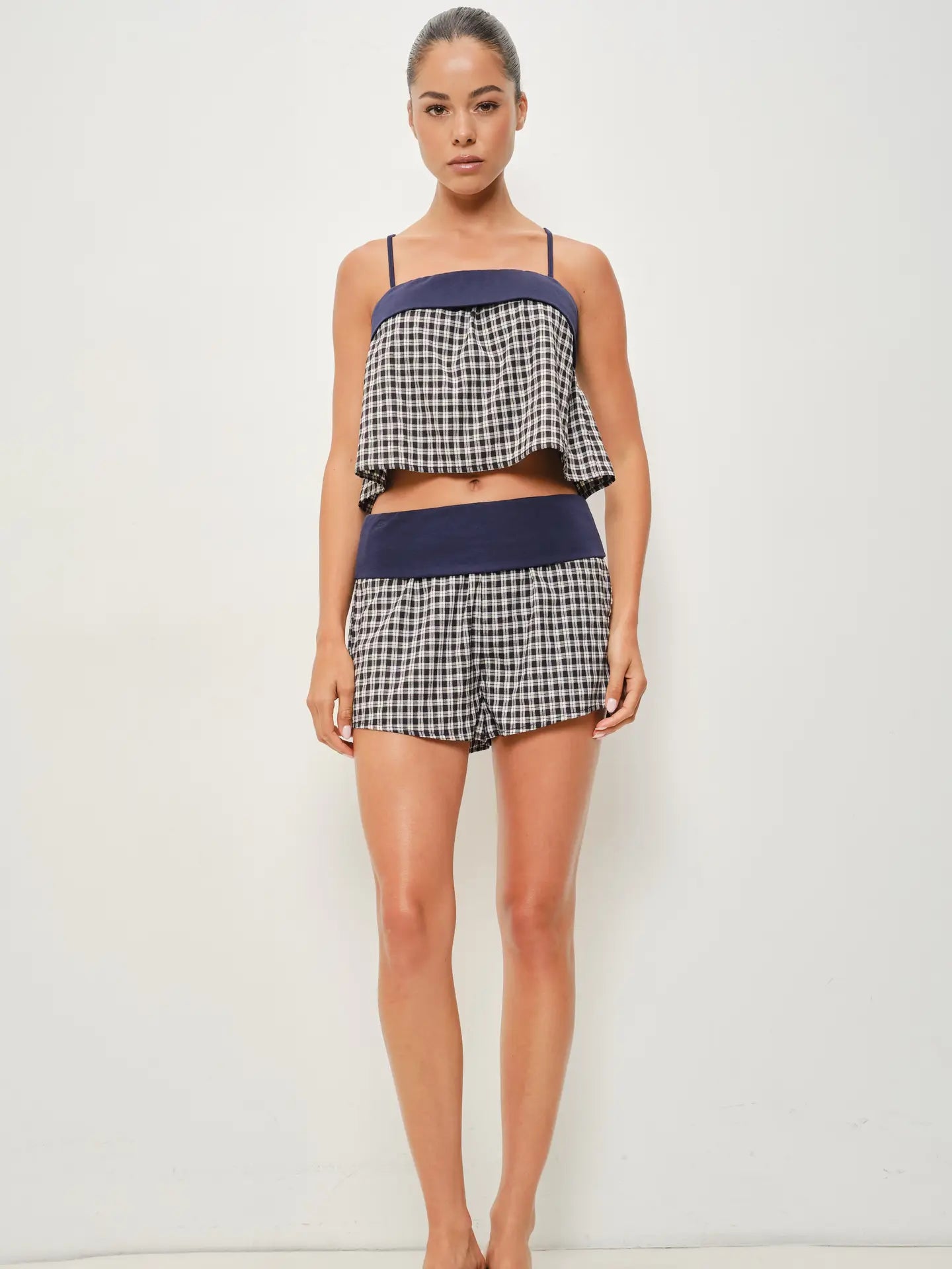 Deanna Gingham Contrast Shorts