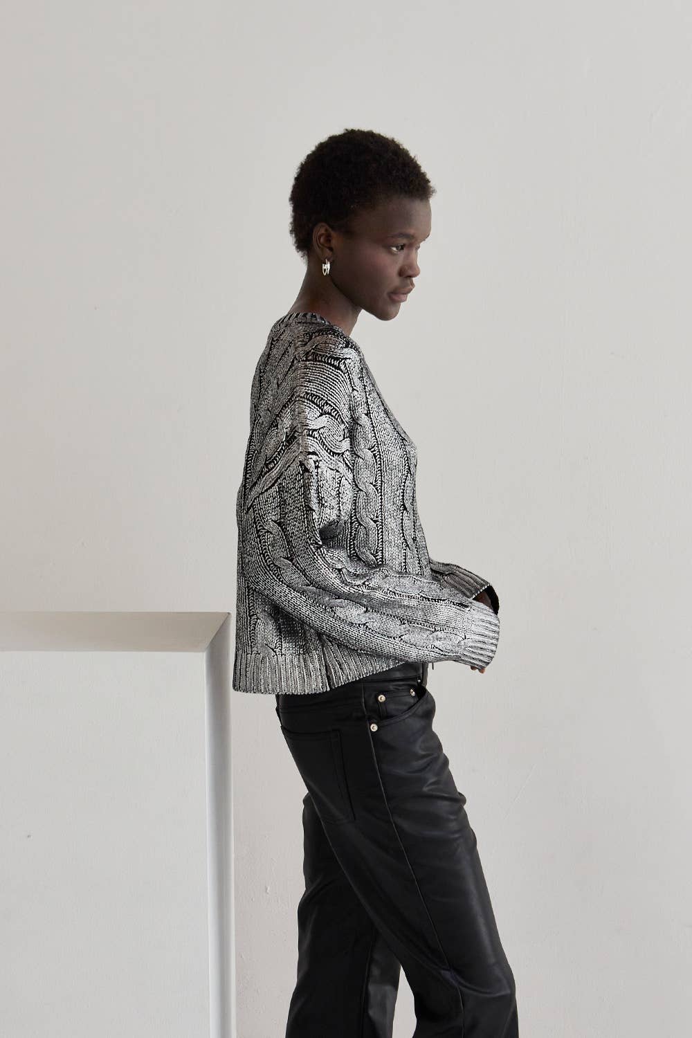 Alexandra Silver Laminated Sweater