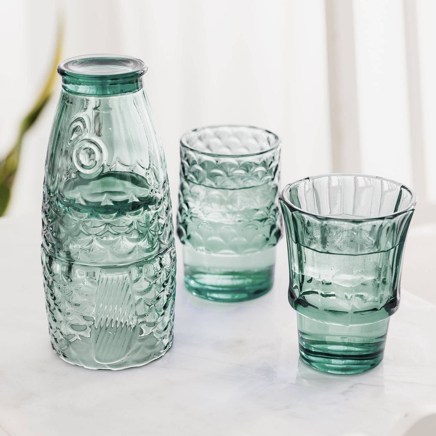 Fish Stacking Drinking Glass - Set of 4 - Green