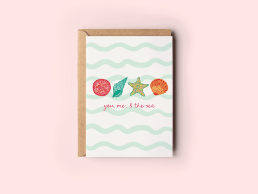 You Me & the Sea Beach Coastal Seashell Greeting Card