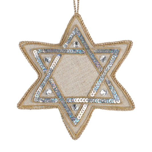 Star of David Irish Linen Hanukkah Holiday Ornament