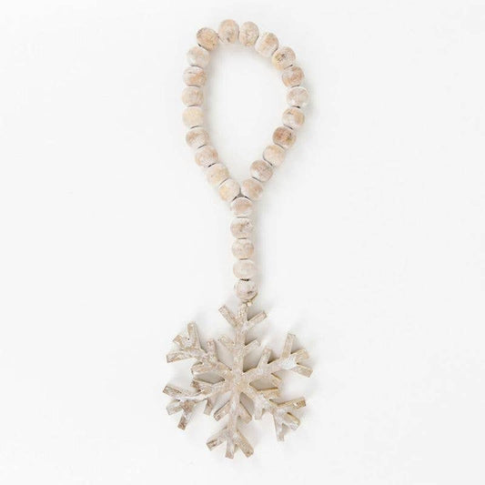 16" Snowflake Wood Bead Ornament