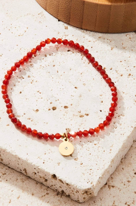 Carnelian Gemstone Beaded Stretch Bracelet | Jewelry