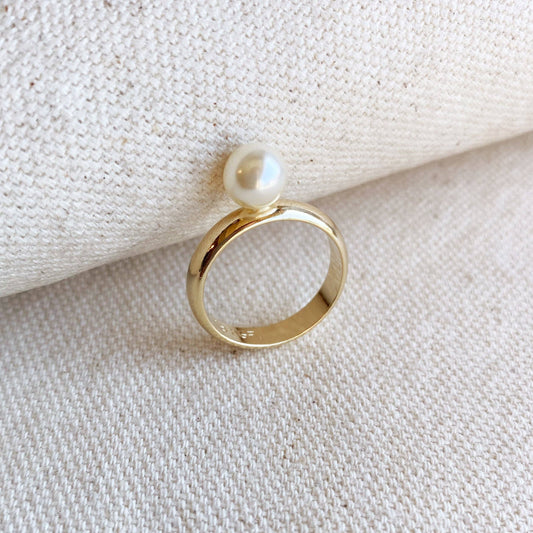 The Honey Moon Ring 18k Gold Filled Solitaire Pearl Ring